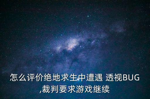 怎么评价绝地求生中遭遇 透视BUG,裁判要求游戏继续